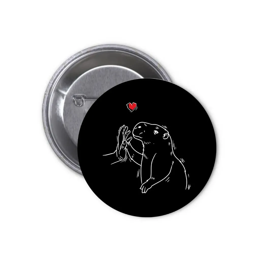 Hydrochoerus Capybara Pin-back Button (02) (25mm)