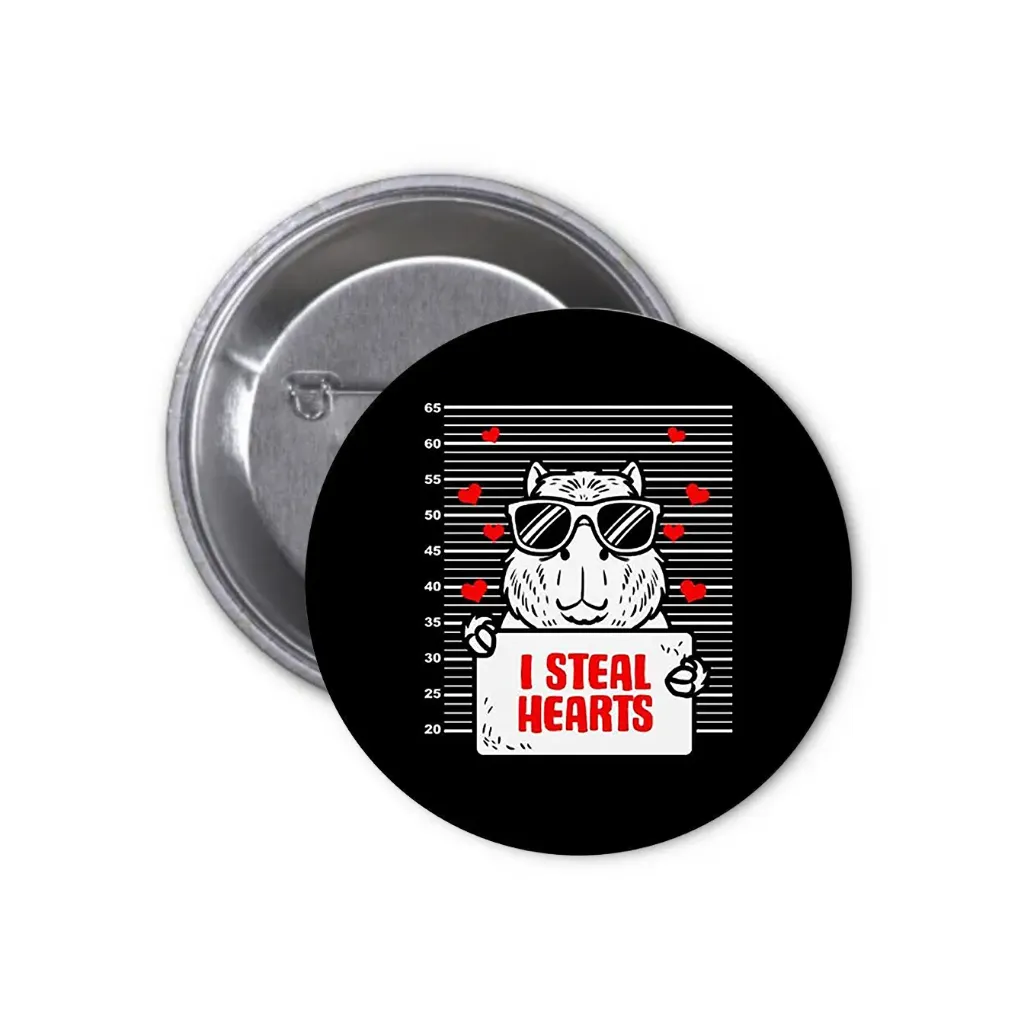 Hydrochoerus Capybara Pin-back Button (03) (25mm)