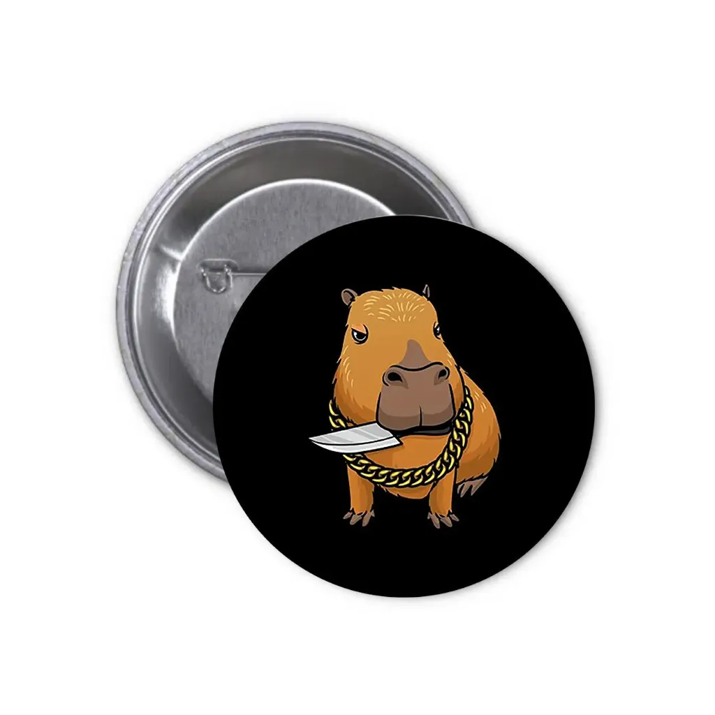 Hydrochoerus Capybara Pin-back Button (05) (25mm)