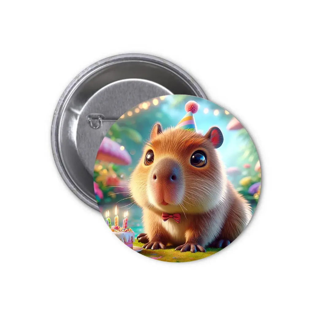 Hydrochoerus Capybara Pin-back Button (07) (25mm)