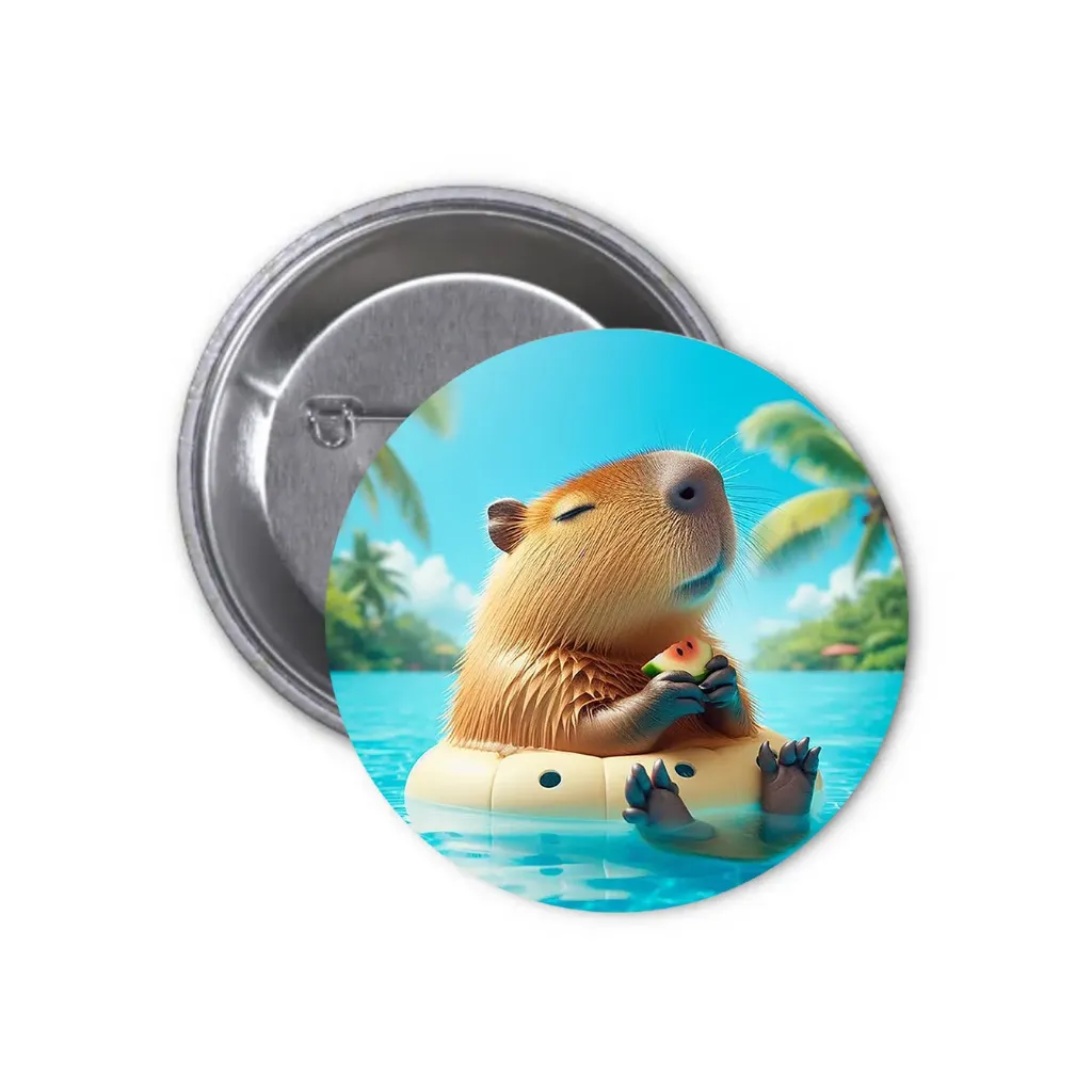 Hydrochoerus Capybara Pin-back Button (08) (25mm)