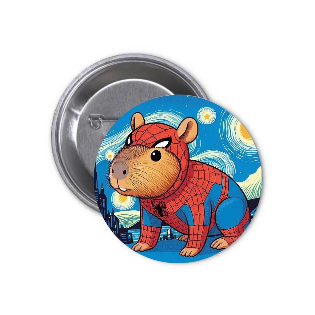 Hydrochoerus Capybara Pin-back Button (10) (25mm)
