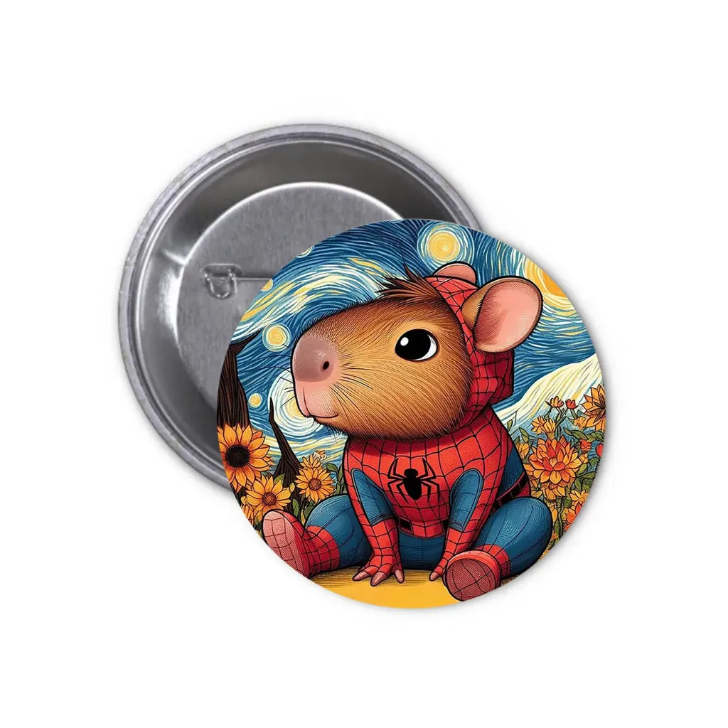 Hydrochoerus Capybara Pin-back Button (11) (25mm)