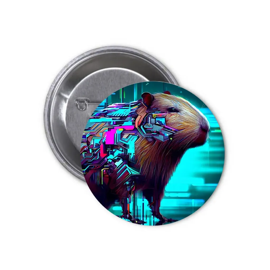 Hydrochoerus Capybara Pin-back Button (12) (25mm)