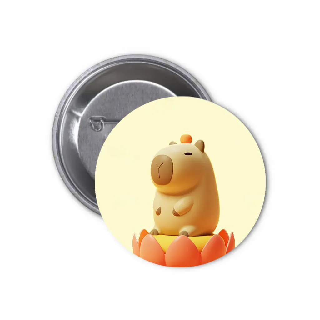 Hydrochoerus Capybara Pin-back Button (14) (25mm)