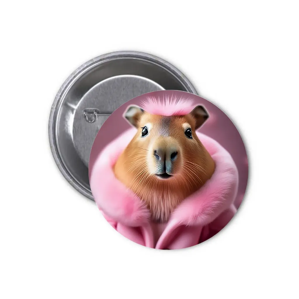 Hydrochoerus Capybara Pin-back Button (16) (25mm)