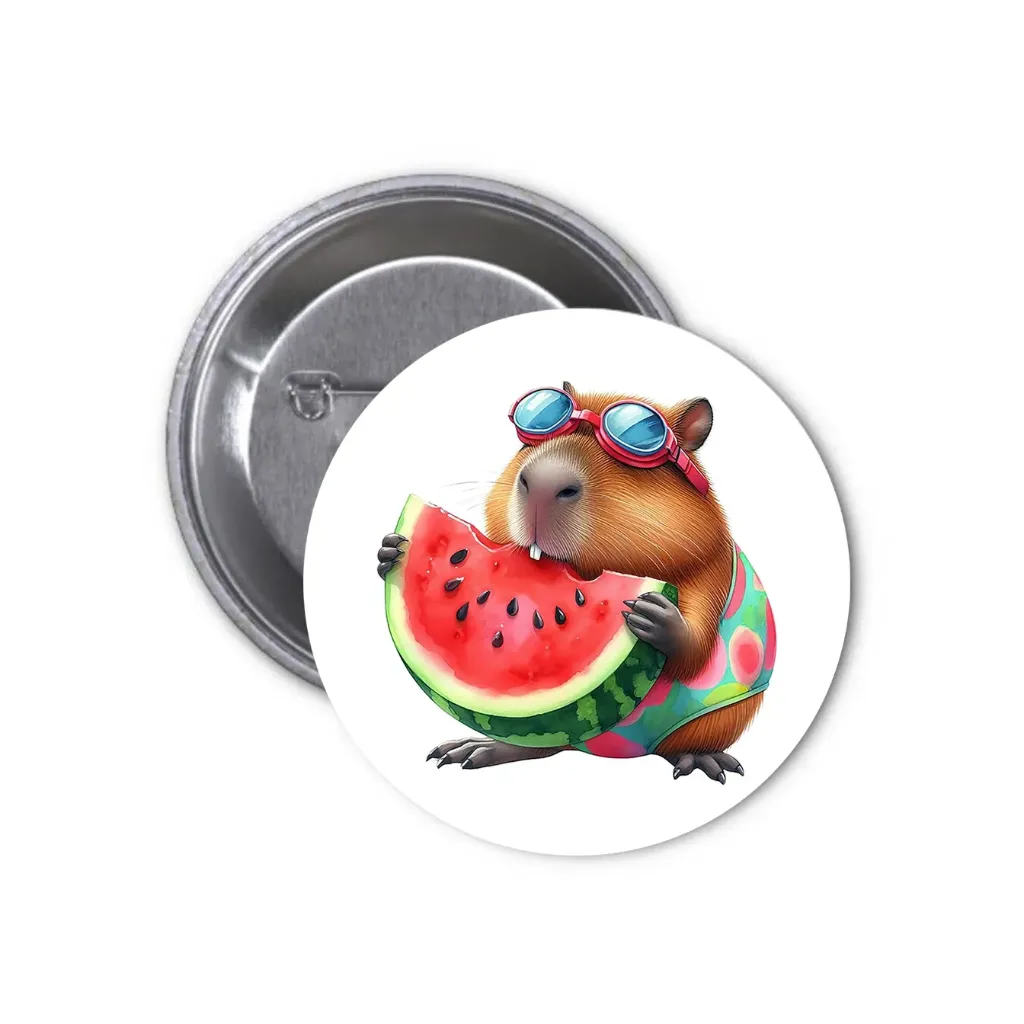 Hydrochoerus Capybara Pin-back Button (17) (25mm)