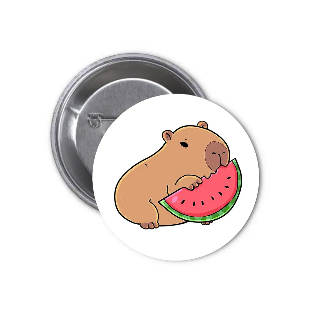 Hydrochoerus Capybara Pin-back Button (18) (25mm)