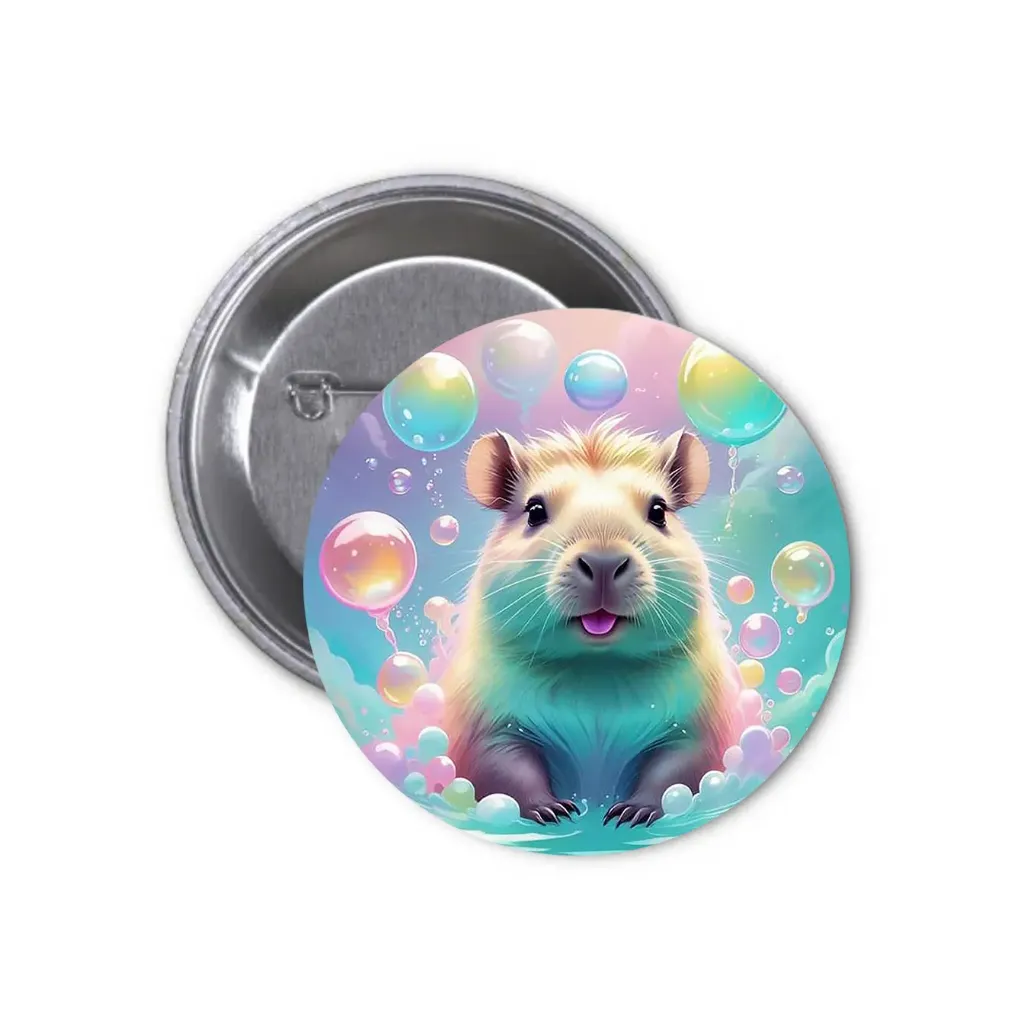 Hydrochoerus Capybara Pin-back Button (21) (25mm)