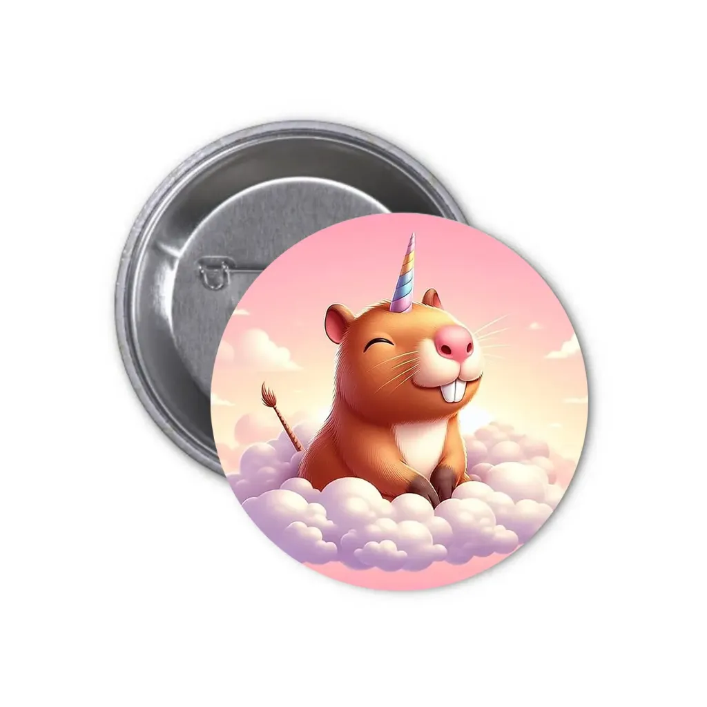 Hydrochoerus Capybara Pin-back Button (22) (25mm)