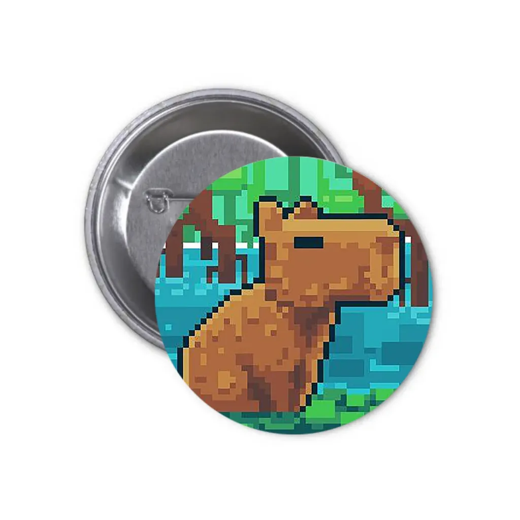 Hydrochoerus Capybara Pin-back Button (23) (25mm)