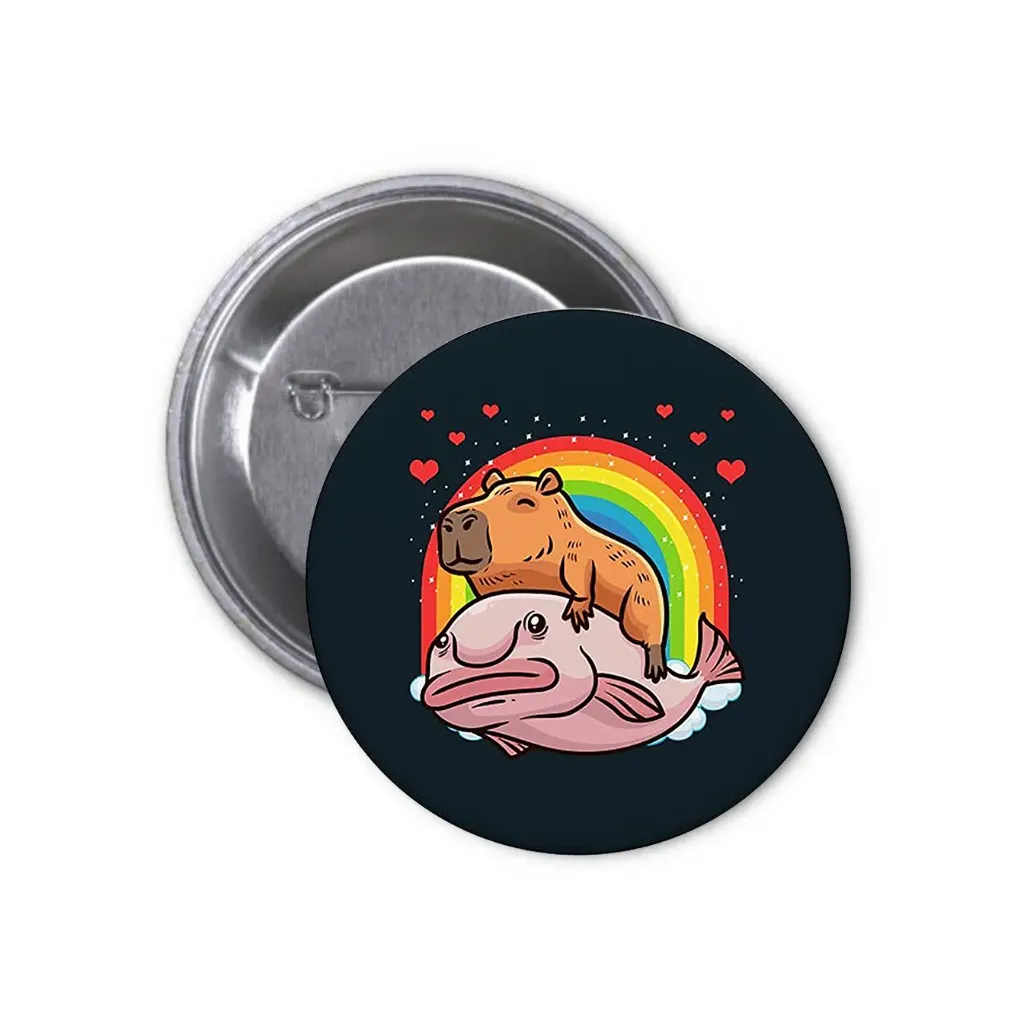 Hydrochoerus Capybara Pin-back Button (26) (25mm)
