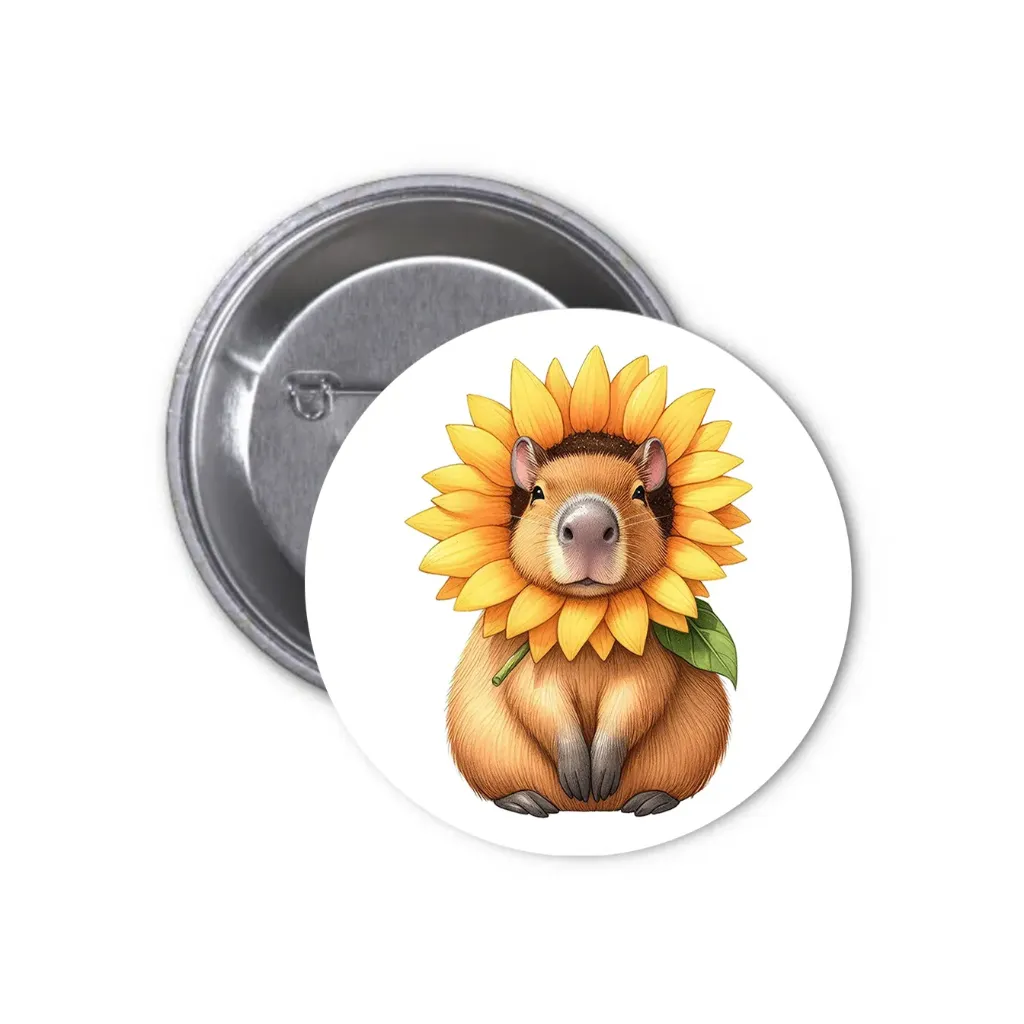 Hydrochoerus Capybara Pin-back Button (27) (25mm)