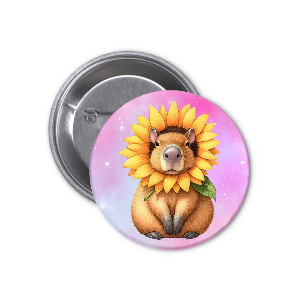 Hydrochoerus Capybara Pin-back Button (29) (25mm)