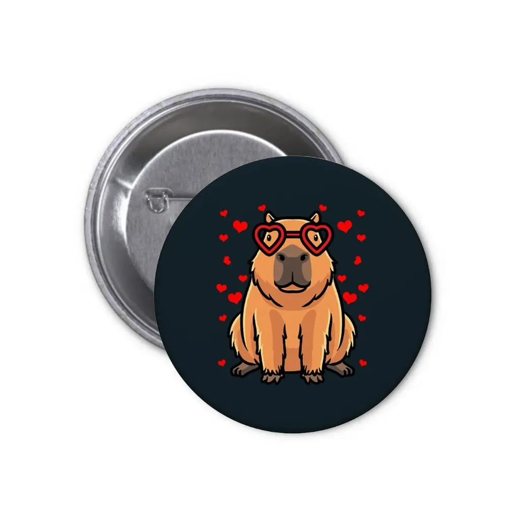 Hydrochoerus Capybara Pin-back Button (31) (25mm)
