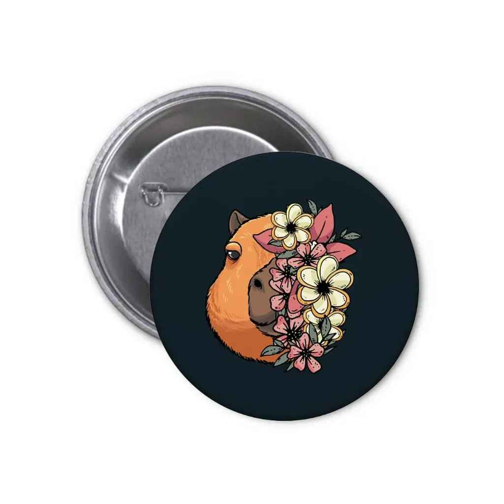 Hydrochoerus Capybara Pin-back Button (32) (25mm)