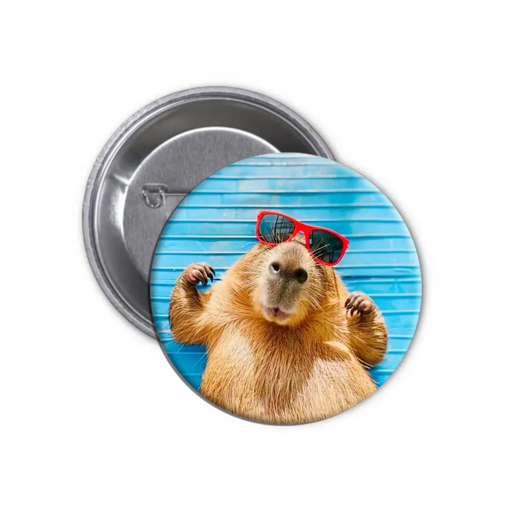 Hydrochoerus Capybara Pin-back Button (39) (25mm)