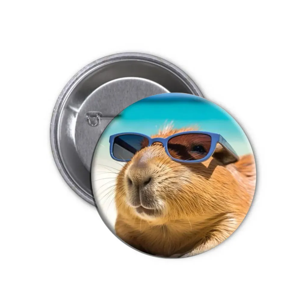 Hydrochoerus Capybara Pin-back Button (40) (25mm)