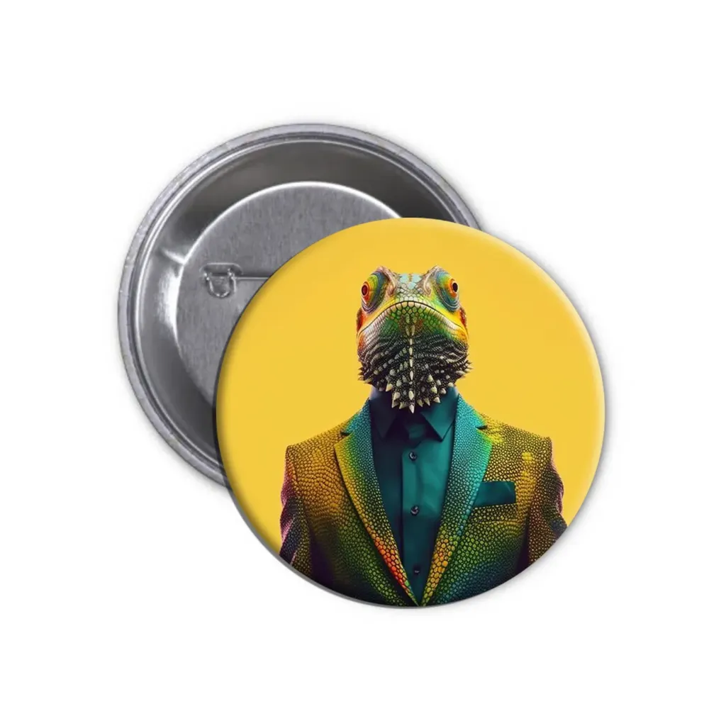 Chameleon Pin-back Button (06) (25mm)