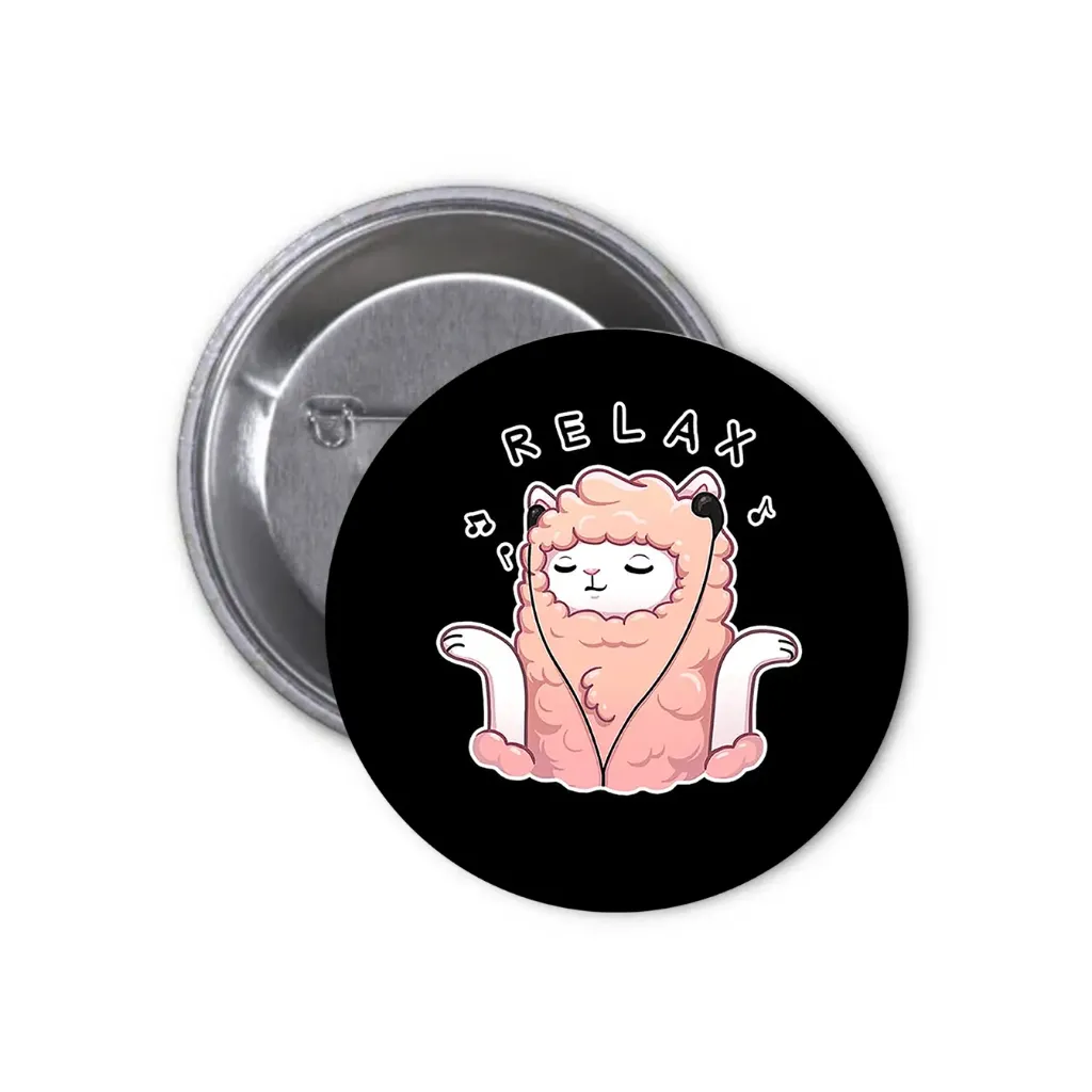 Llama Pin-back Button (02) (25mm)