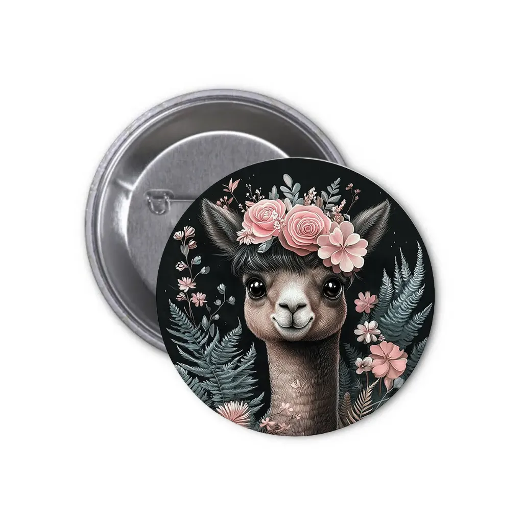 Llama Pin-back Button (04) (25mm)
