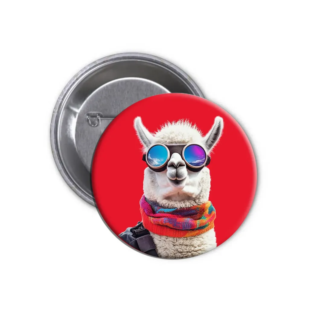 Llama Pin-back Button (10) (25mm)
