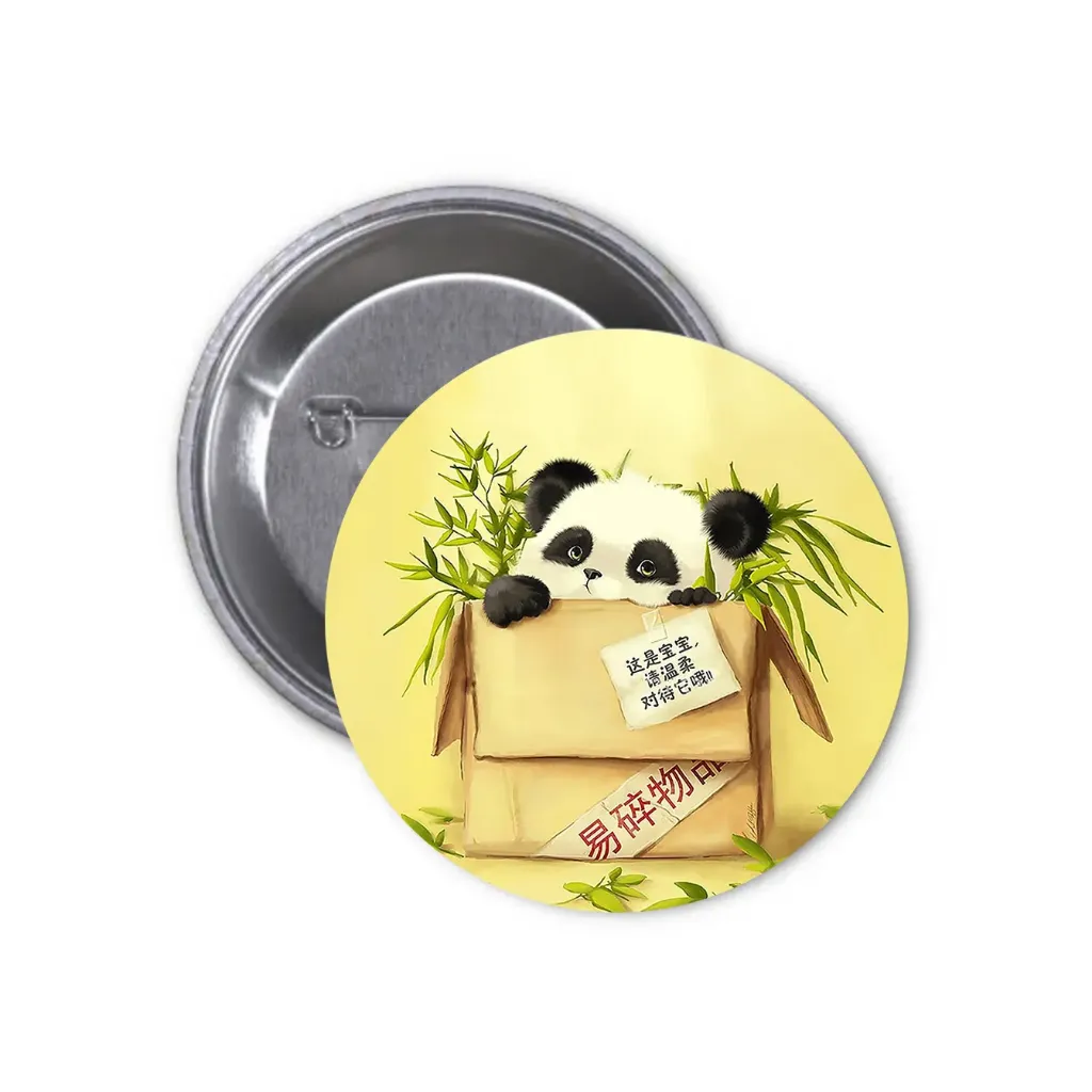 Panda Pin-back Button (01) (25mm)