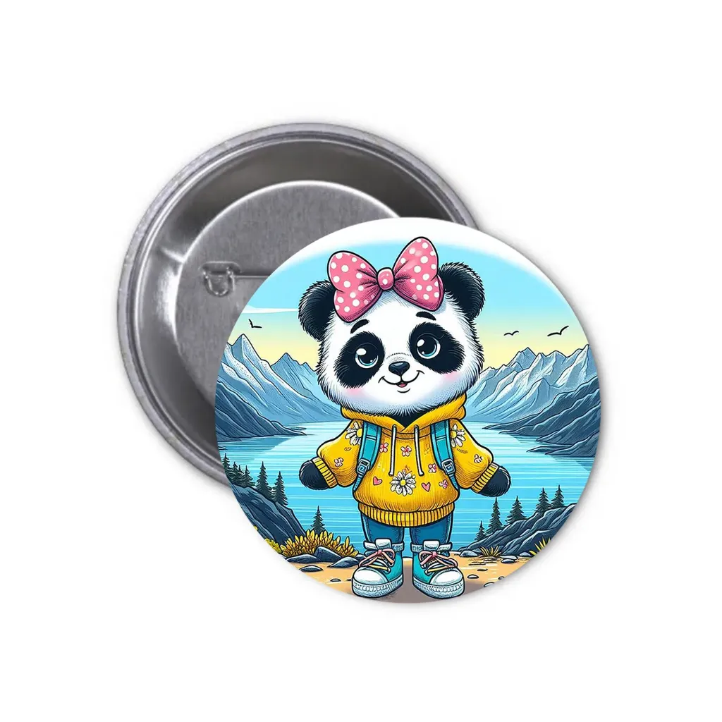 Panda Pin-back Button (10) (25mm)