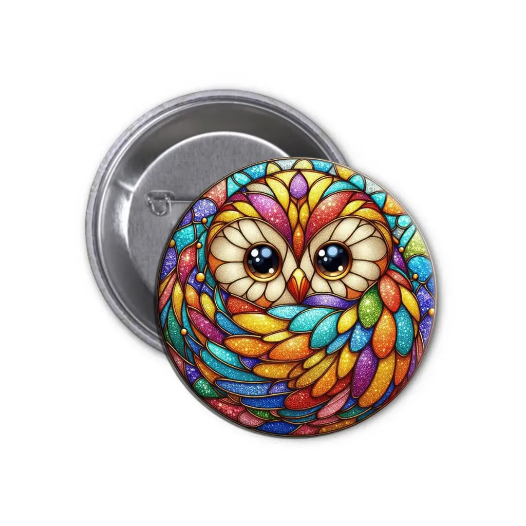Owl Pin-back Button (01) (25mm)