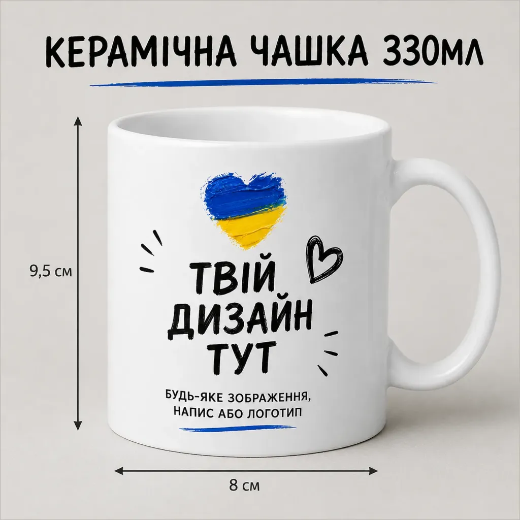 Керамічна чашка 330 мл з вашим дизайном – унікальний подарунок