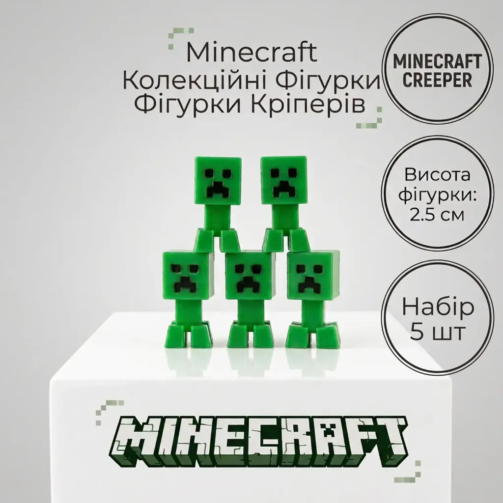 Minecraft Creeper Figure 2.5 cm - Set of 5