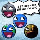 Roblox Epic Face Smile | Set of 4 Buttons, 58 mm (03)
